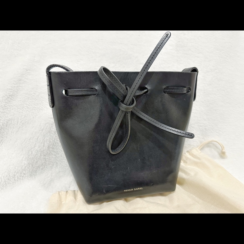 Mansur Gavriel Mini Bucket Bag - black / silver